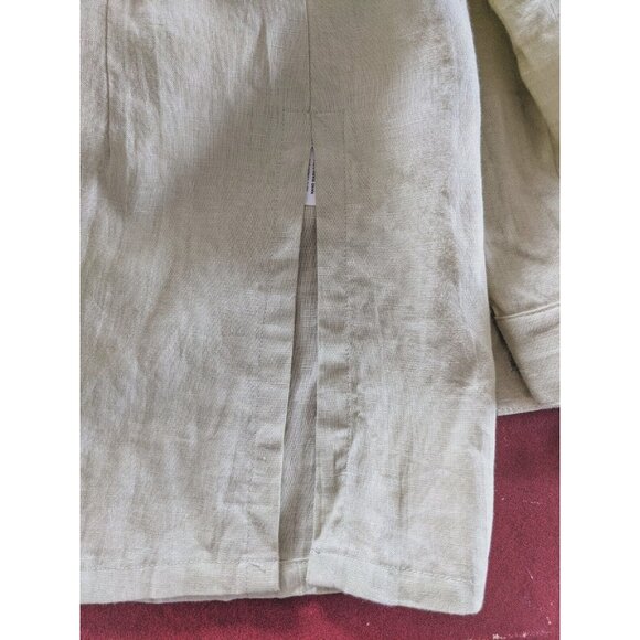 Current Women Long Tunic Oriental Green 100% Linen Button Down Size 8 - Picture 12 of 12